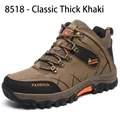 Men's high-top hiking shoes in khaki with thick anti-slip rubber soles and laces - 39 / High Top Shoes (8518) / Khaki