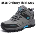 Men's high-top hiking shoes in grey with thick non-slip soles and blue accents - 39 / High Top Shoes (8518) / Gray