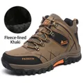 Durable men's khaki fleece-lined high-top hiking shoes with anti-slip thick soles - 39 / Fleece-lined Sneakers (8528) / Khaki