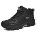 Men's black high-top hiking boots featuring a thick non-slip sole for outdoor trekking - 39 / High Top Shoes (8518) / Black