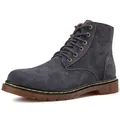 Stivaletti Martin classici da uomo in pelle scamosciata grigio scuro con cuciture gialle - 38 / Blu grigiastro