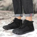 Men's outdoor black hiking winter boots with warm lining and non-slip sole - Size 36 / Black(6801)