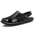 Sandali in pelle da uomo fatti a mano scarpe da spiaggia per attività all'aperto - 38 / Nero (JD2166)