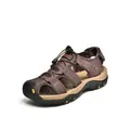 Men's breathable outdoor closed-toe sandals in classic brown faux leather finish - 38 / Coffee