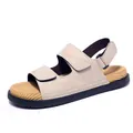 Atmungsaktive Herren-Strandsandalen mit dicker Sohle und Klettverschluss in Beige - 39 / Klettverschluss-Stil (Z72) / Gebrochenes Weiß