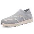 Lightweight breathable gray knitted slip-on walking shoes with speckled midsole for men - 36 / Light Gray