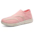 Comfortable light pink slip-on knit sneakers for summer with speckled sole and breathable mesh - 36 / Pink