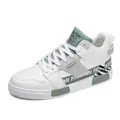 Sneaker alta da uomo bianche e verdi con elegante dettaglio in nastro fashion - 38 / Bianco Verde