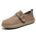 Chaussures décontractées pour hommes en daim marron avec boucle métallique - 39 / Châtain