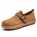 Mocassins en daim marron pour hommes avec boucle et semelle épaisse. - 39 / Chameau