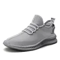 Lightweight breathable mesh men's running sneakers with durable sawtooth sole in grey - 35 / Gray