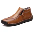 Klassieke bruine winterlaarzen voor heren met warme fleecevoering en een ritssluiting - 40 / Met Fleece Gevoerd (YDSD-5710-4) / Geelbruin