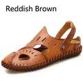 Sandalias y zapatillas de playa de cuero marrón rojizo para hombre con punta cerrada - 38 / Marrón Rojo