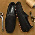 Mocassins élégants en daim noir pour hommes avec semelle à picots orange antidérapante - 38 / Noir