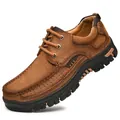 Brown breathable men's outdoor hiking shoes featuring durable anti-slip rubber soles - 38 / Lace-up Style (3238) / Brown