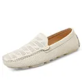 Mocassins respirants beige perforés pour hommes, chaussures de conduite décontractées. - 38 / Beige