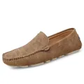 Mocassins pour hommes en cuir perforé respirant, chaussures de conduite marron clair - 38 / Marron