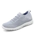 Women's breathable knit slip-on running shoes in light purple with white flat sole - 38 / Gray