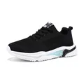 Breathable black flyknit mesh sneakers for women with white fashion sport midsole - 35 / Black