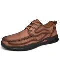 Ademende bruine herenleren outdoorschoenen met dikke duurzame zolen in SKU-weergave - 38 / Bruin (Vier Seizoenen Model)