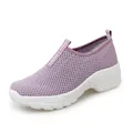 Breathable purple mesh slip-on sneaker for women with white wedge platform sole - 38 / Pink (2098)
