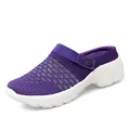 Cómodo zapato rocker de malla transpirable morada con suela de plataforma blanca para mujer - 38 / Púrpura