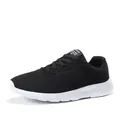 Lightweight and breathable black mesh running sneakers with comfortable white sole - 48 / Black and White