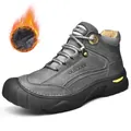 Grijze wandelschoenen voor heren met warme fleecevoering en duurzame rubberen zool - 38 / Grijze Katoenen Schoenen