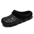 Schwarze Winter-Clogs mit warmem Fleece-Futter und atmungsaktivem, hohlem Obermaterial-Stil - 36 / Schwarz