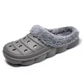 Bequeme graue Winter-Clogs mit weichem Fleecefutter und atmungsaktivem, hohlem Design - 36 / Grau