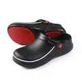 Men's stylish black clogs with red non-slip sole for comfortable outdoor beach wear - M(36-37) / Black