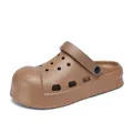Moderne Clogs mit dicker Sohle und Belüftungslöchern für Strand und Outdoor. - 36-37 / Braun