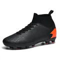 Botas de fútbol profesionales negras de caña alta para hombre con detalles en naranja. - 38 / Zapatos de Fútbol Negros con Tacos Largos (HXH-1209)