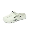 Mens breathable fashion clogs in off-white with adjustable strap for summer beach - 38-39 / XT-018 Green
