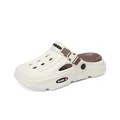 Men's fashion clogs in off-white and brown colorway with breathable summer hollow design - 38-39 / XT-018 Beige