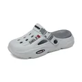 Grey men's fashion clogs with breathable holes for summer beach and outdoor use - XT-018-1 Gray