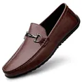 Mocasines informales de negocios para hombre en color marrón con hebilla metálica - 38 / Marrón