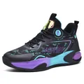 Slijtvaste basketbalschoenen met dikke zool en kleurblokken voor buitensport en vrije tijd - 36 / Zwart Cyaan Groen