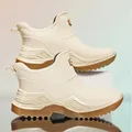 Stylish men's waterproof short rain boots with chunky non-slip sole in cream white - 36 / Off White