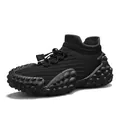 Zapatillas deportivas de punto para hombre con una suela gruesa de puntos en negro - 40 / MS-C6121 Negro