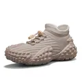 Zapatillas transpirables para hombre en tejido fly-knit kaki con suela gruesa - 40 / MS-C6121 Marrón Claro