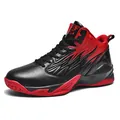 Hoogwaardige basketbalschoenen voor heren in zwart en rood met stevig leren bovenwerk - 36 / Zwart Rood