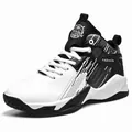 Halfhoge basketbalschoenen voor jongeren, zwart-wit leer met slijtvaste rubberen zool - 36 / BJ-6933 Wit
