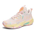 Stijvolle roze en crème mid-top basketbalschoenen voor heren met dikke zolen modern - 35 / Wijnrood