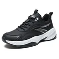 Black chunky sneakers with leather-like finish and white thick sole - 36 / Black and White