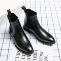 Stivaletti Chelsea in pelle nera a punta da uomo in uno stile casual business versatile - 38 / Stile scarpa imbottita nera (A8589-3)