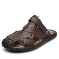 Stylish dark brown men's outdoor breathable cutout sandals with durable rubber sole - 38 / Closed Toe Sandals (7088) / Deep Brown