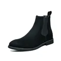 Classic black men's Chelsea boots with suede finish and elastic side panel for style - 38 / Black