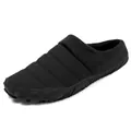Winter warm quilted indoor slippers for men with black fleece lining and non-slip sole - 38 / Black