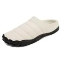 Cozy beige quilted winter slippers with warm fleece lining and durable black rubber sole - 38 / Beige